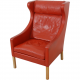 Børge Mogensen 2204 Wingchair in red leather