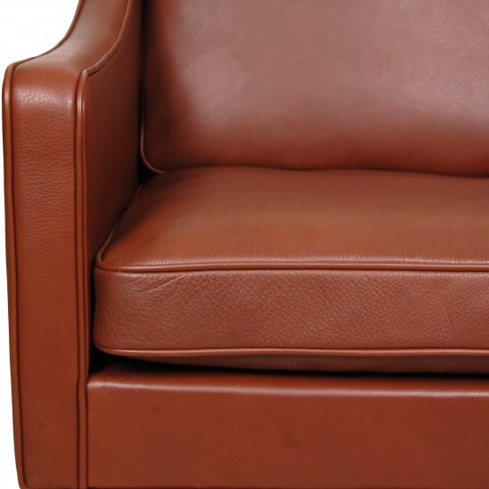 Børge Mogensen 2207 armchair reupholstered with brown bison leather