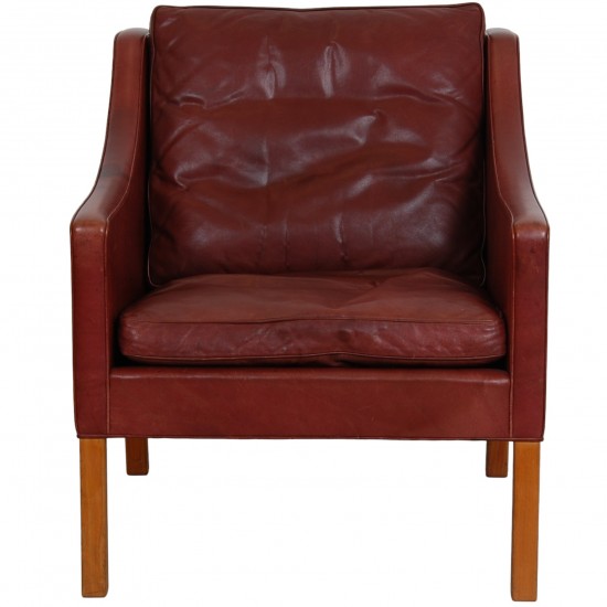 Børge Mogensen 2207 lounge chair in indian red anilin leather