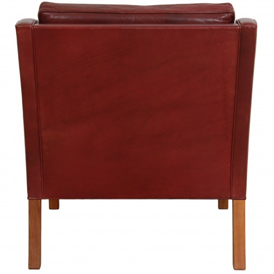 Børge Mogensen 2207 lounge chair in indian red anilin leather