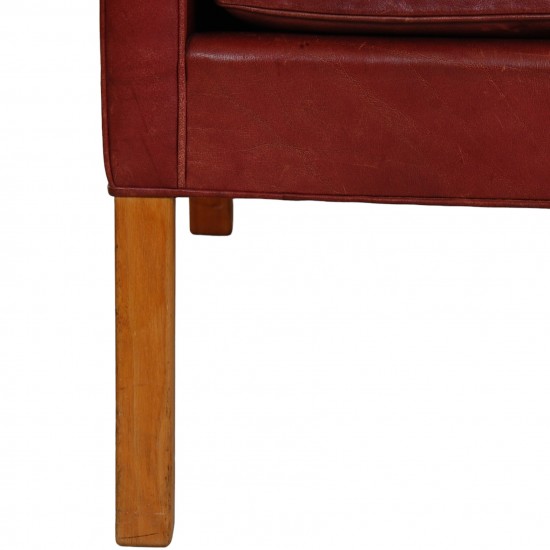 Børge Mogensen 2207 lounge chair in indian red anilin leather