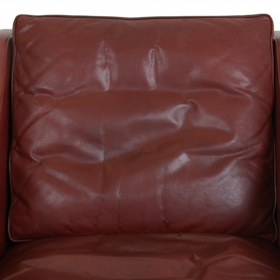 Børge Mogensen 2207 lounge chair in indian red anilin leather