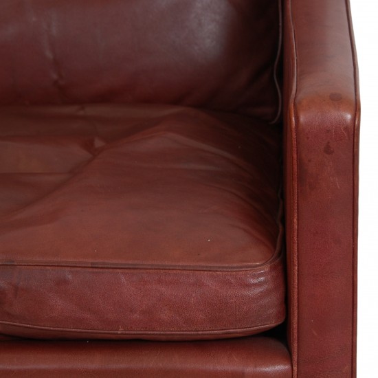 Børge Mogensen 2207 lounge chair in indian red anilin leather