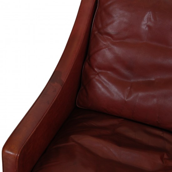 Børge Mogensen 2207 lounge chair in indian red anilin leather