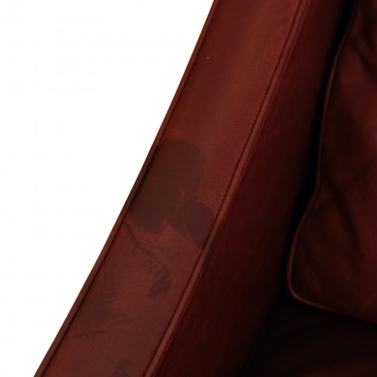 Børge Mogensen 2207 lounge chair in indian red anilin leather