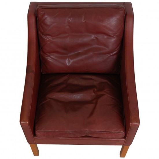 Børge Mogensen 2207 lounge chair in indian red anilin leather