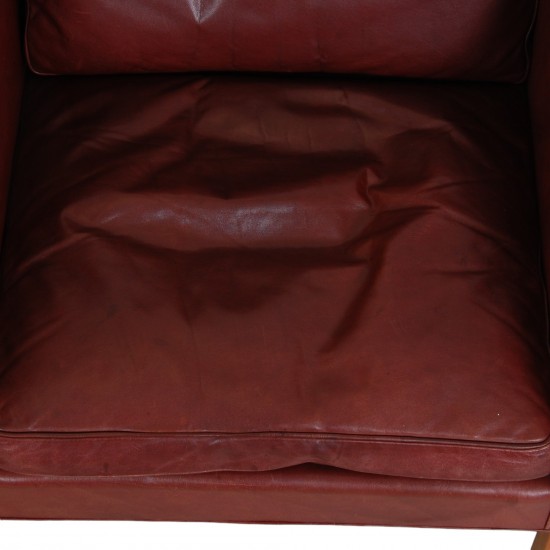 Børge Mogensen 2207 lounge chair in indian red anilin leather