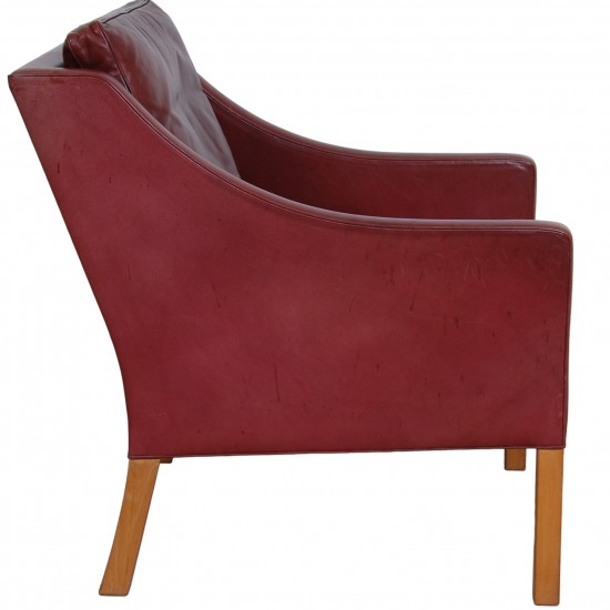 Børge Mogensen 2207 Lounge chair in indian red anilin leather