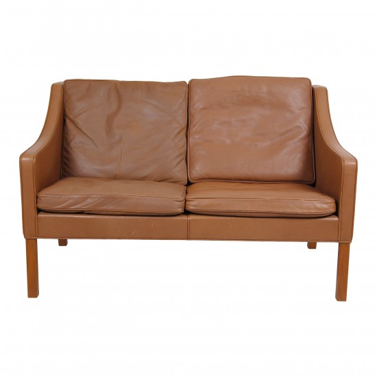 Børge Mogensen 2pers sofa 2208 i patineret brunt læder