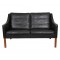 Børge Mogensen 2208 2.pers sofa with patinated black leather