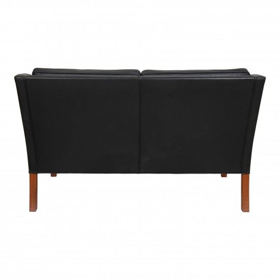 Børge Mogensen 2208 2.pers sofa i patineret sort læder