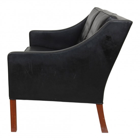 Børge Mogensen 2208 2.pers sofa with patinated black leather