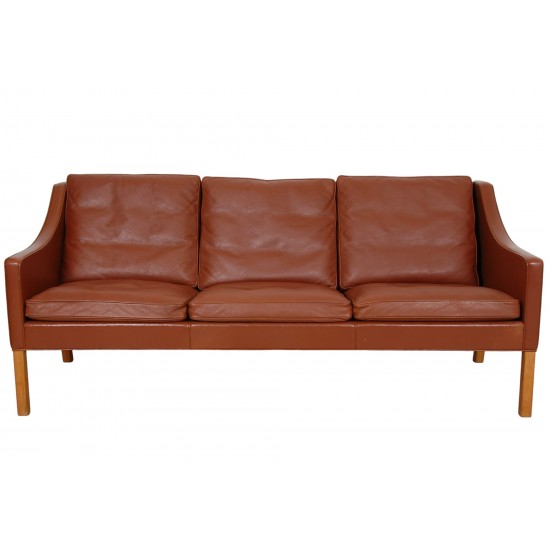 Børge Mogensen 3-personers 2209 sofa i brunt læder