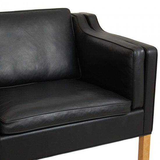 Børge Mogensen 2.pers sofa 2212 i originalt sort læder fra 2007