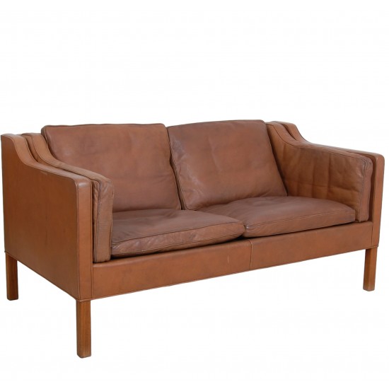 Børge Mogensen 2.seater sofa model 2212 in brown leather