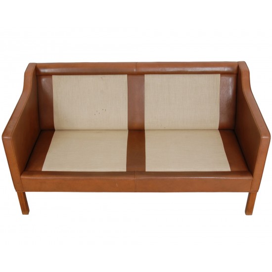 Børge Mogensen 2.personers sofa model 2212 i brun læder