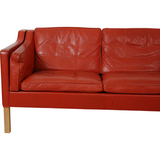 Børge Mogensen 2212 2.seater sofa in red leather