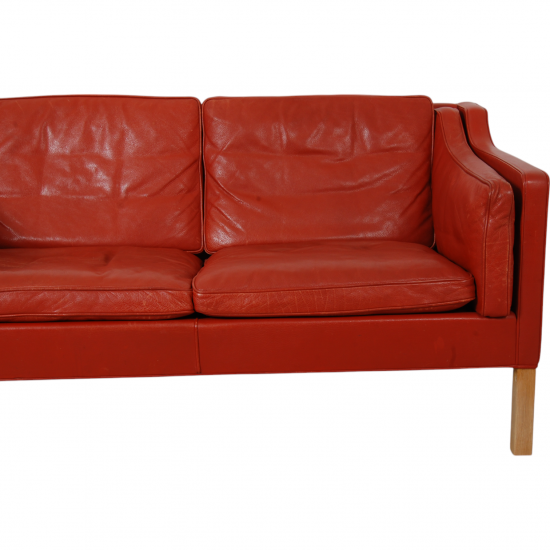 Børge Mogensen 2212 2.seater sofa in red leather