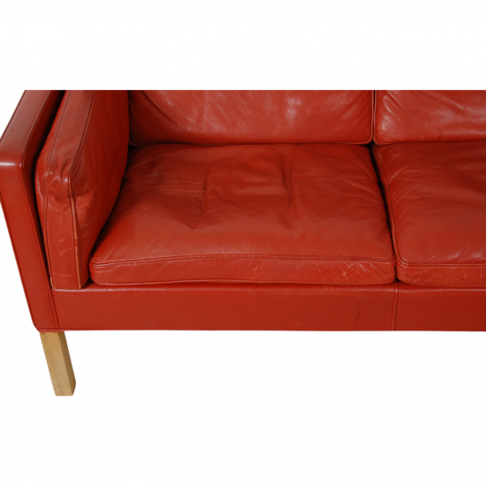 Børge Mogensen 2212 2.seater sofa in red leather