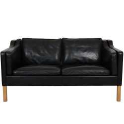 Børge Mogensen 2212 2-personers sofa i sort læder 2004