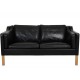 Børge Mogensen 2212 2.seater sofa in black leather 2004