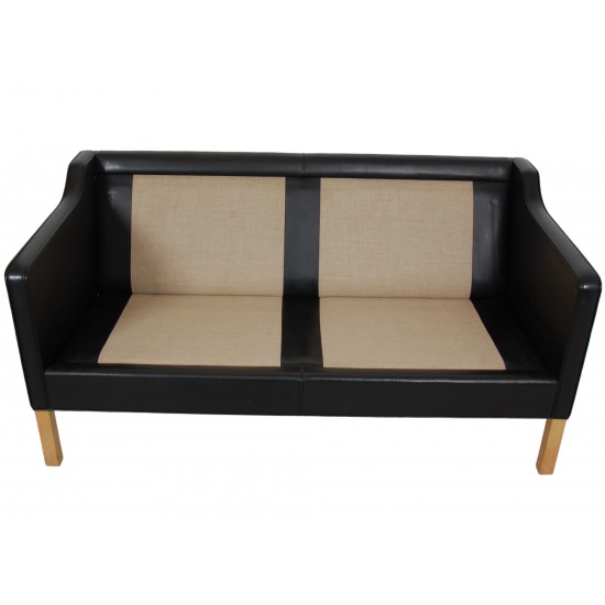 Børge Mogensen 2212 2.seater sofa in black leather 2004