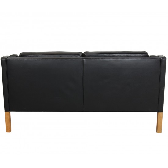 Børge Mogensen 2212 2-personers sofa i sort læder fra 2007