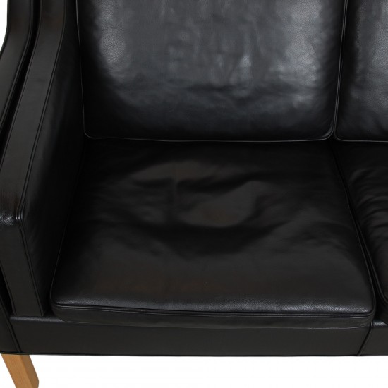 Børge Mogensen 2212 2-personers sofa i sort læder fra 2007