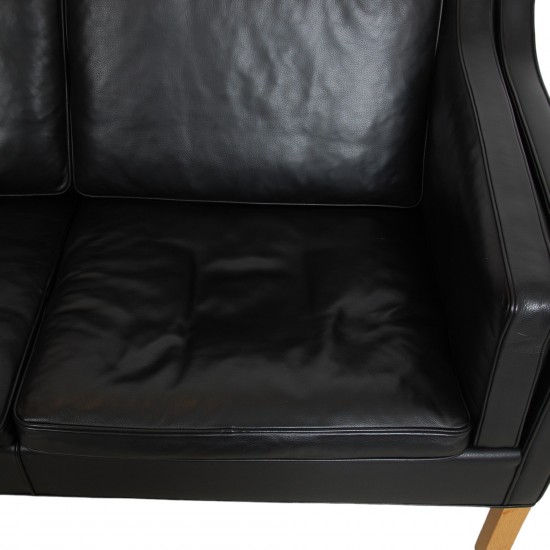 Børge Mogensen 2212 2.seater sofa in black leather from 2007