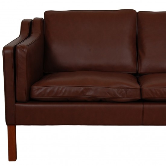 Børge Mogensen 2213 3.seater sofa reupholstered in mokka bizon leather