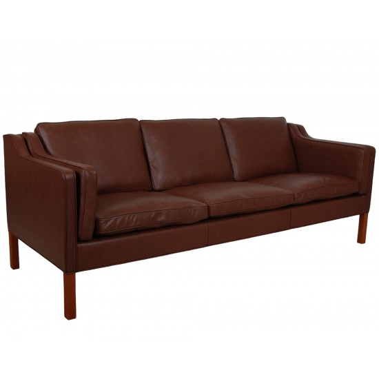 Børge Mogensen 2213 3.seater sofa reupholstered in mokka bizon leather