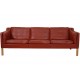 Børge Mogensen 3.seater 2213 sofa in patinated red leather