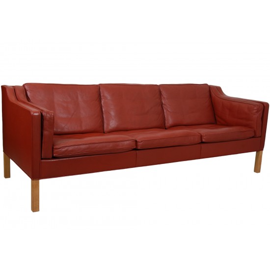 Børge Mogensen 3.seater 2213 sofa in patinated red leather
