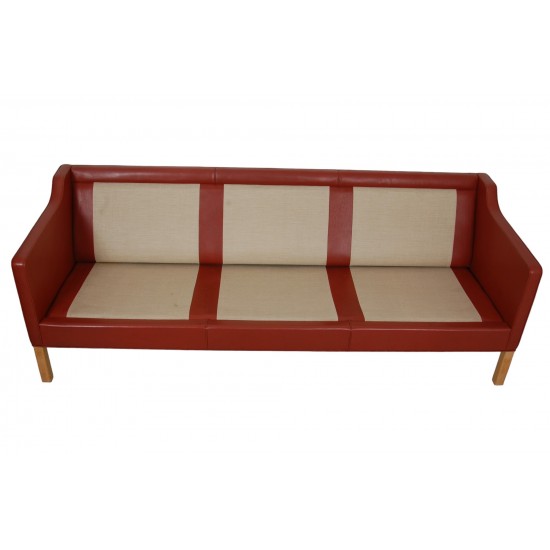 Børge Mogensen 3.seater 2213 sofa in patinated red leather