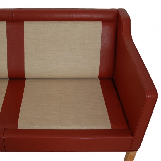 Børge Mogensen 3.seater 2213 sofa in patinated red leather