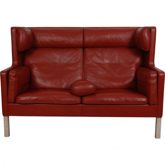 Børge Mogensen 2.seater kupe sofa in red leather
