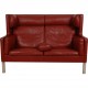 Børge Mogensen 2.seater kupe sofa in red leather