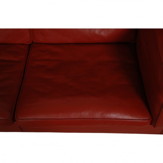 Børge Mogensen 2.seater kupe sofa in red leather