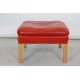 Børge Mogensen Wingchair in red leather with ottoman (2) 