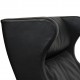 Børge Mogensen Wingchair with ottoman in black leather 8