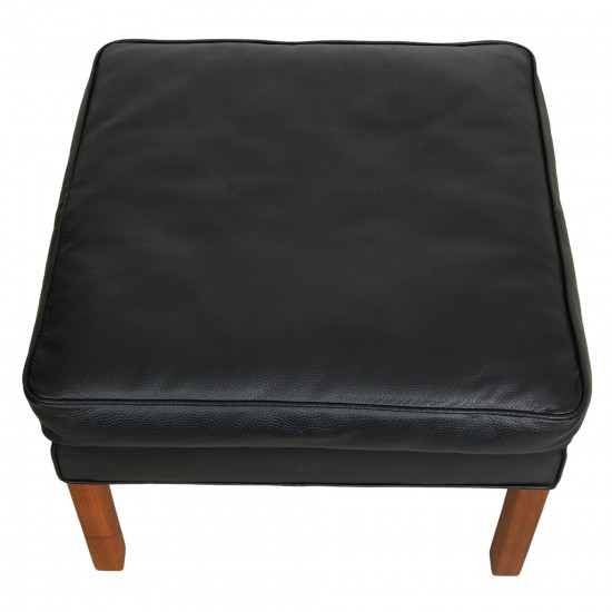 Børge Mogensen Wingchair with ottoman in black leather 8