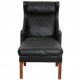 Børge Mogensen Wingchair with ottoman in black leather 8