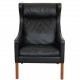 Børge Mogensen Wingchair with ottoman in black leather 8