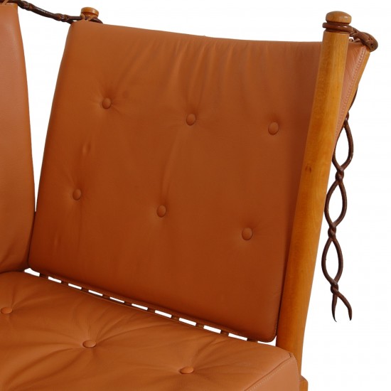 Børge Mogensen 2.seater Spoke-back sofa in cognac leather