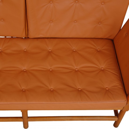 Børge Mogensen 2.seater Spoke-back sofa in cognac leather