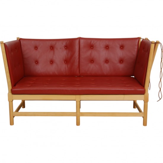 Børge Mogensen Spoke-back sofa in red leather