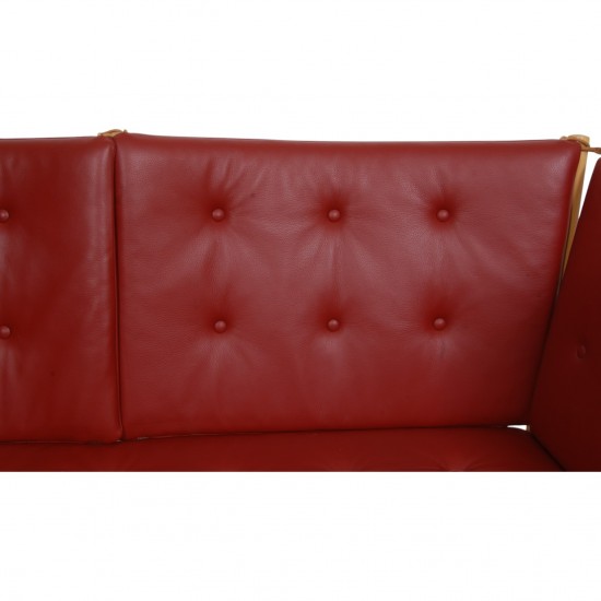 Børge Mogensen Spoke-back sofa in red leather