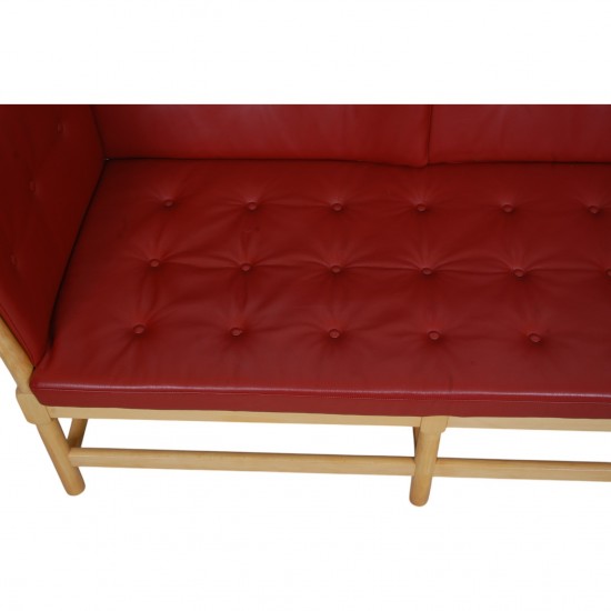 Børge Mogensen Spoke-back sofa in red leather