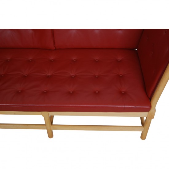 Børge Mogensen Spoke-back sofa in red leather