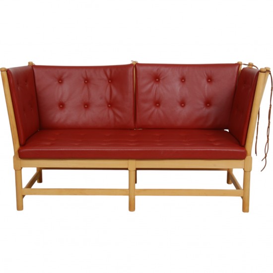 Børge Mogensen Spoke-back sofa in red leather